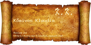 Kőmives Klaudia névjegykártya